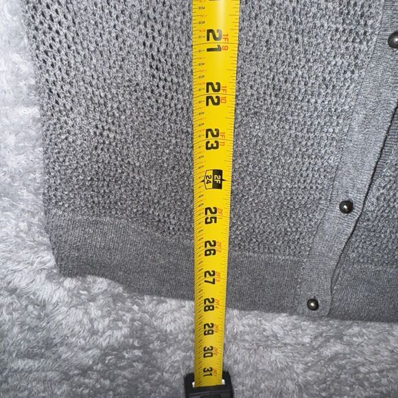 American Eagle Gray Open Knit Button Front Cardigan Sweater Large Capsule Casual - Picture 11 of 11